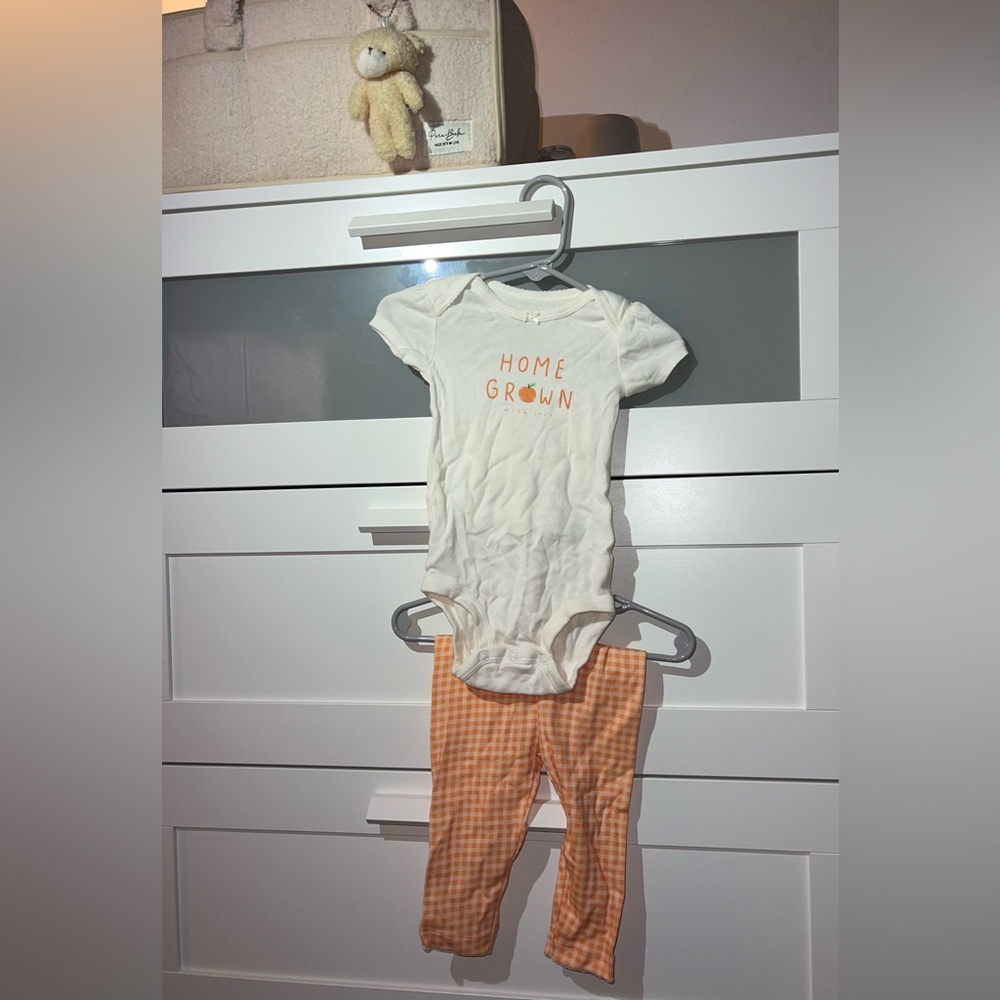 Carter's White and Orange Kids Matching Set